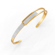 0.85 Ct Round Cut Natural Moissanite Women Cuff Bangle Bracelets 14K Gold Plated